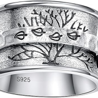 Bonlavie Сребърен пръстен с дървото на живота 925 стерлингово сребро, ръчна изработка, размер T1/2, снимка 1 - Пръстени - 45062507