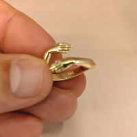 Златен пръстен с майчини ръце, красив златен пръстен, уникален пръстенрегулируем пръстен, 14К злато, снимка 3 - Пръстени - 45709939