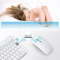 Комбинация от Bluetooth клавиатура и мишка за Mac QWERTY тиха безжична мишка и клавиатура, снимка 5 - Клавиатури и мишки - 46009957
