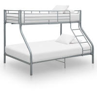 vidaXL Рамка за двуетажно легло, сива, метал, 140x200 см/90x200 см（SKU:287904, снимка 1 - Спални и легла - 44957518