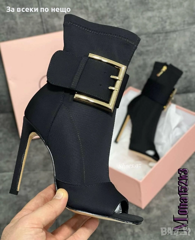 Дамски Черни Боти На Ток Код SK202, снимка 1