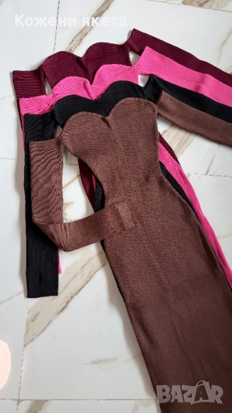 Страхотни рипс рокли от плетиво и голи рамена, снимка 1