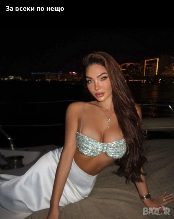 Дамско Сребристо Секси Бюстие Код S379, снимка 1