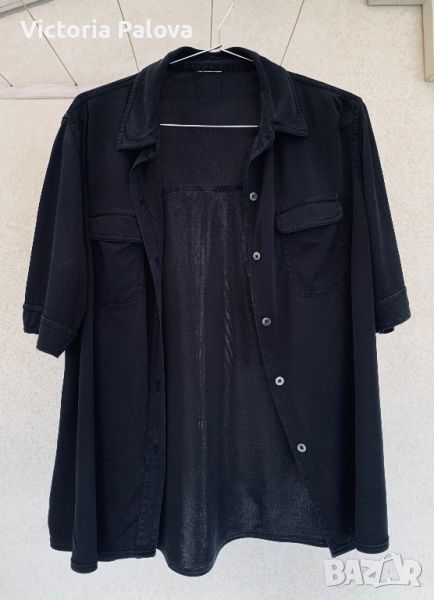 Черна риза копринен трикотаж, снимка 1