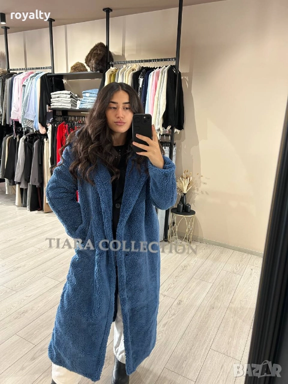 Синьо Дамско Палто , снимка 1