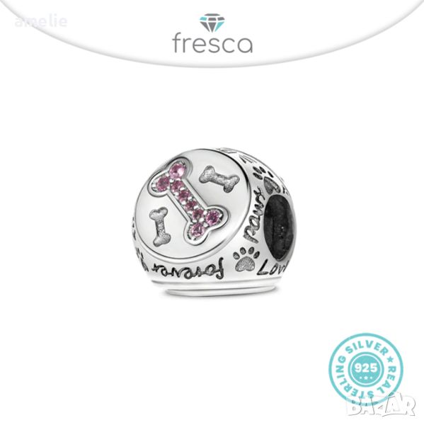 Талисман сребро 925 Fresca по модел тип Pandora Doggy House Charm. Колекция Amélie, снимка 1