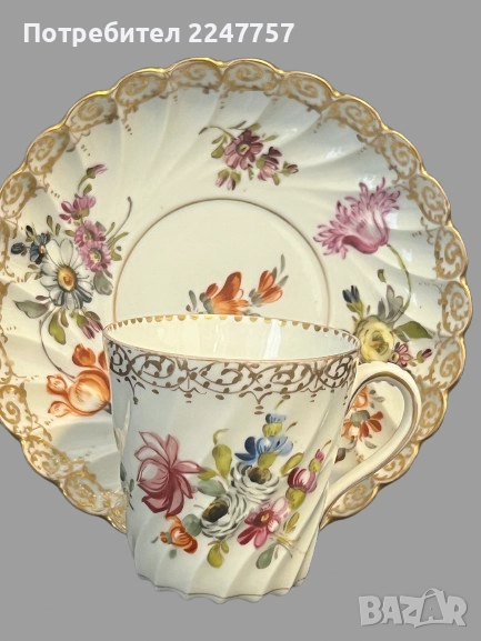 Античен Двоен сет порцелан Dresden , снимка 1