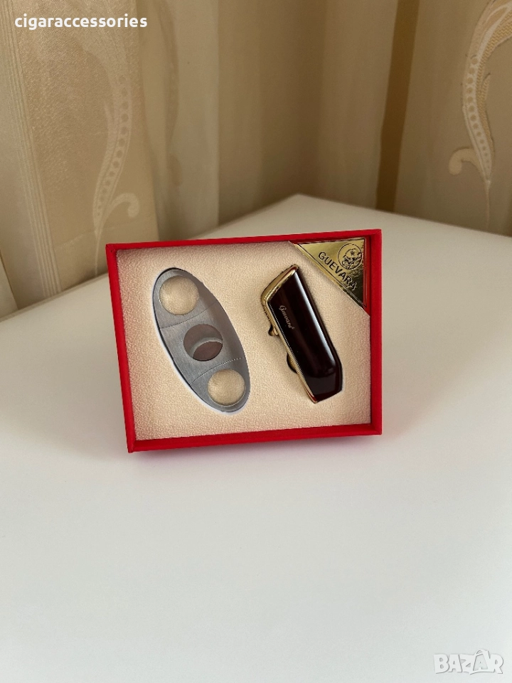 Подаръчен комплект Guevara – аксесоари за пури (запалка + ножица), снимка 1
