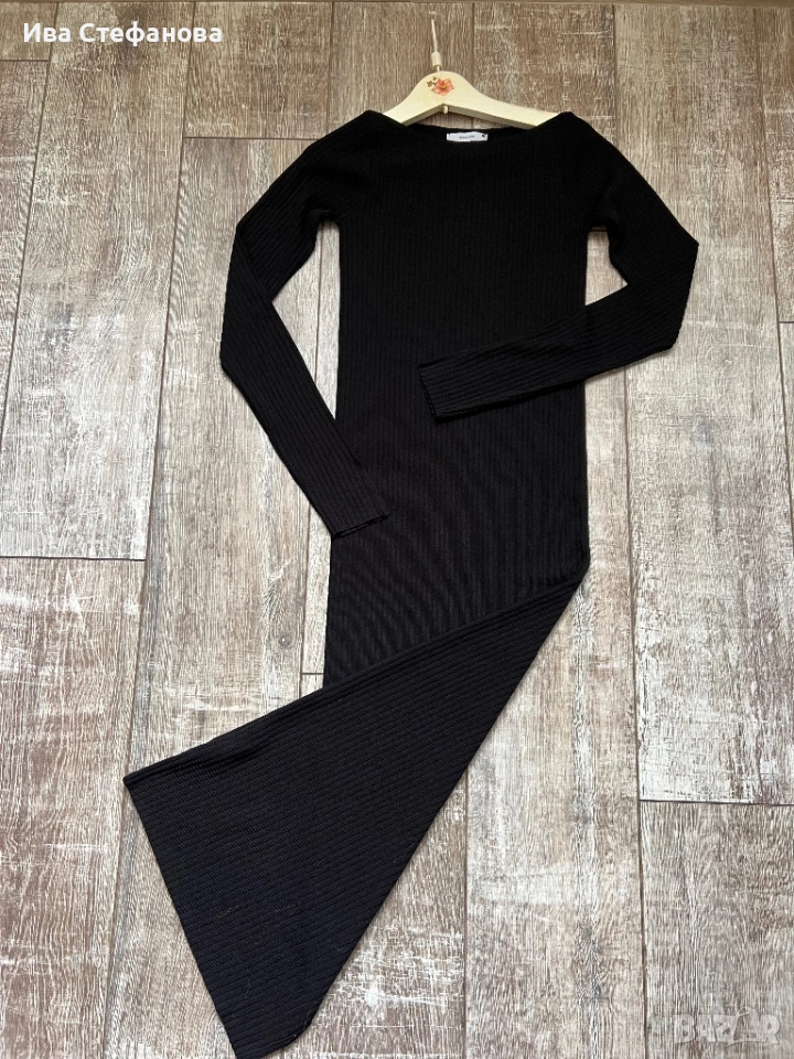 Уникална нова спортно елегантна ежедневна дълга елегантна черна рокля рипс . , снимка 1