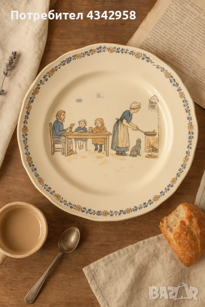 Винтидж фаянсова чиния Sarreguemines France – Enfants Richardг., снимка 1