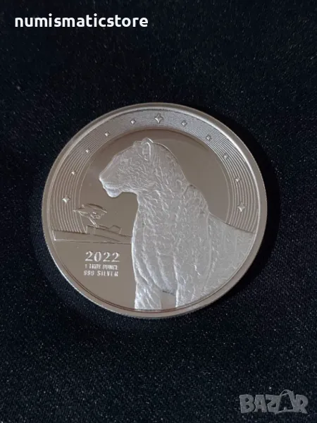 Гана 2022 - 5 седис – Леопард - 1 OZ , Сребърна монета, снимка 1