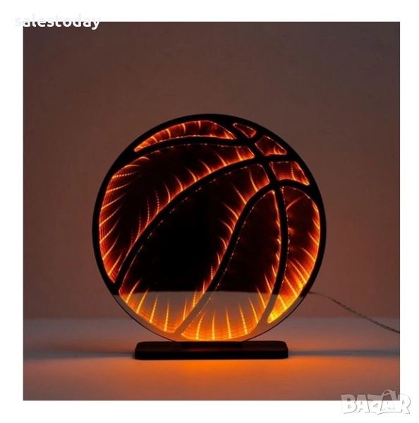 Светеща табела баскетболна топка, огледална, Ø23x24 см, снимка 1