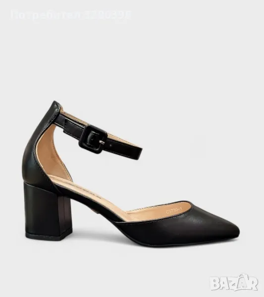 Дамски елегантни обувки на ток със затворени пръсти и пета C5730-1 black, снимка 1