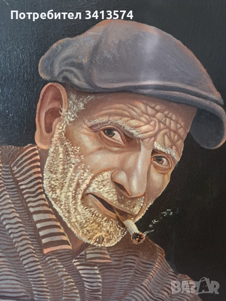 Стари картини : цветя масло,: труженик  масло,:мъжки портрет молив, снимка 1