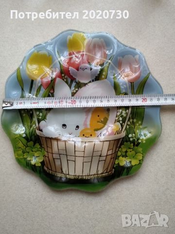 Поднос за великденски яйца от стъкло, снимка 2 - Чинии - 45435125