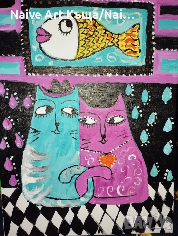 Картина платно маслени бои акрилни бои в.42 / ш.32, снимка 2 - Картини - 52675657