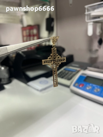 Златна висулка / Златен Кръст - ръчна изработка 14К, снимка 3 - Колиета, медальони, синджири - 52624846