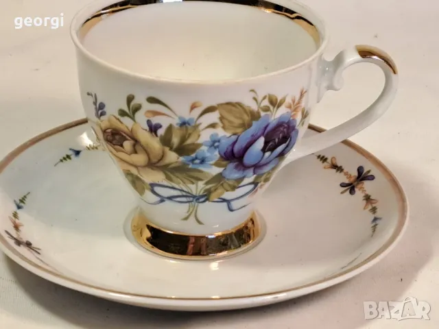 немски порцеланов двоен сет за кафе с цветя 7/4