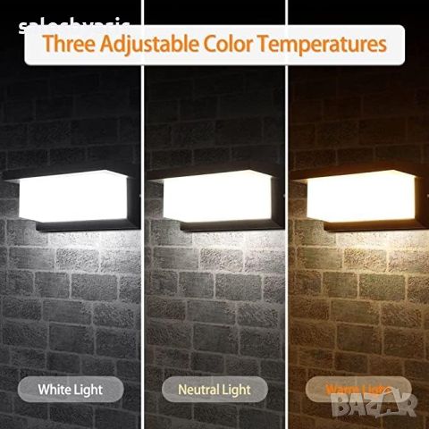 CANMEIJIA Outdoor Wall Lights Front Door Lights, 6500K 18W IP44 Waterproof LED Black Wall Lights Ind, снимка 2 - Външни лампи - 45180632