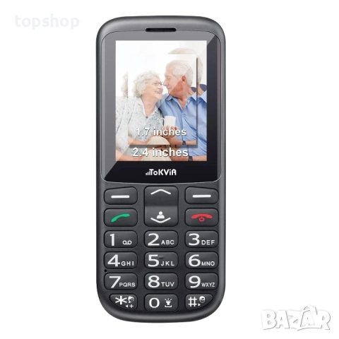 Нов TOKVIA T111 2.4-инчов голям дисплей Мобилен телефон с големи бутони за възрастни хора с SOS бут., снимка 2 - Motorola - 51637843