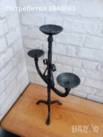 Стар свещник от ковано желязо, снимка 6 - Други ценни предмети - 53207809