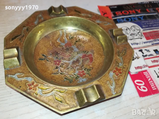 ПЕПЕЛНИК-МЕД/МЕСИНГ-MADE IN INDIA-ВНОС SWISS 1708251800, снимка 3 - Антикварни и старинни предмети - 51394535