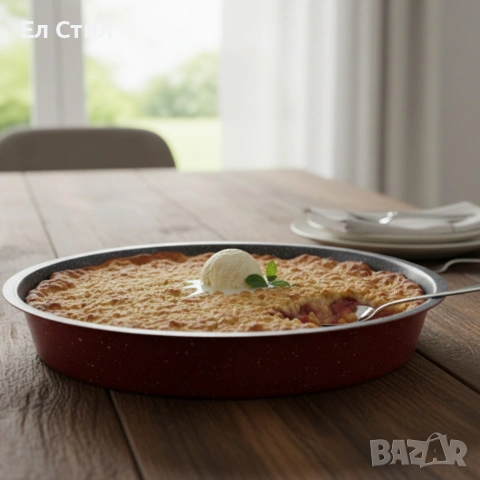 Премиум кръгла тава с мраморно покритие – идеална за сладкиши и печени ястия, снимка 4 - Съдове за готвене - 53585770