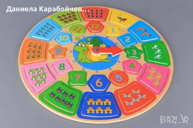 Дървен часовник-пъзел, снимка 2 - Образователни игри - 46698387