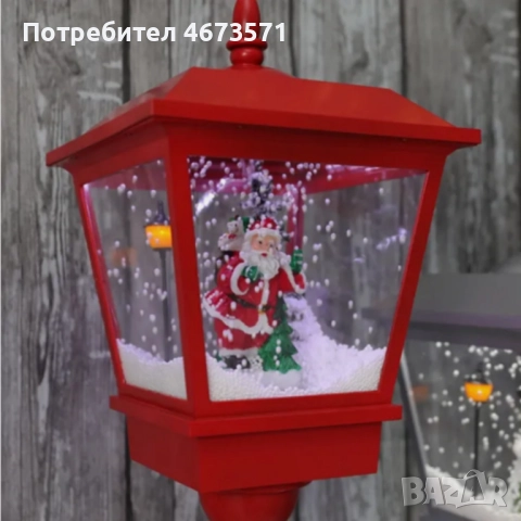 Декоративна коледна лампа с Дядо Коледа, падащ сняг и мелодии, снимка 2 - Декорация за дома - 52734847