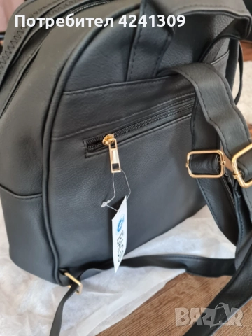 Дамска раница TENDENZ от еко кожа, черна, чисто нова с етикет, снимка 2 - Чанти - 52611272