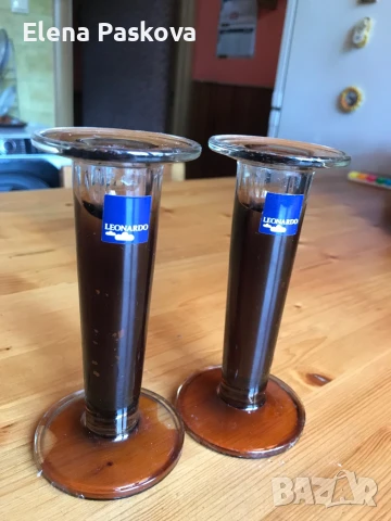 свещници Leonardo масивно стъкло два броя, снимка 2 - Декорация за дома - 51115637