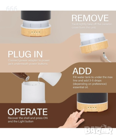 Керамичен дифузер за етерични масла SALUBRITO, 100 мл, снимка 2 - Други стоки за дома - 53327249