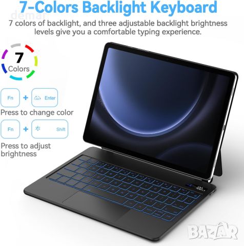 GOKOCO Magic Keyboard за Samsung Galaxy Tab S9/S9FE/S8/S7 11'',7 цвята, снимка 6 - Таблети - 45733405