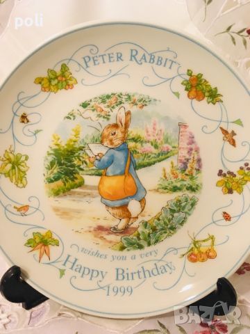 порцеланова чиния за стена Petter rabbit 3, снимка 2 - Декорация за дома - 46157780