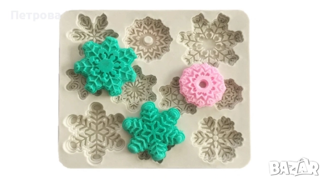 Силиконов молд – снежинки – 2 модела, снимка 2 - Форми - 27380787