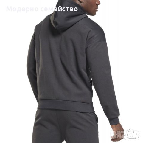 Мъжко спортно горнище  reebok workout ready thermowarm full zip hoodie black, снимка 2 - Спортни дрехи, екипи - 46709430