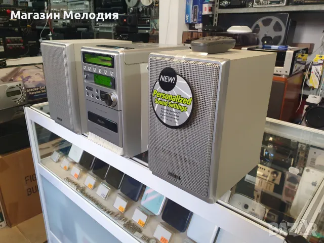 Аудиосистема Philips MC-120 с две тонколони и дистанционно. Системата работи само на радио и aux!, снимка 8 - Аудиосистеми - 47617293