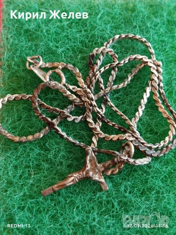 Сребърна верижка плетка тип Змийска кожа с кръст разпятие Христово 52771, снимка 8 - Колиета, медальони, синджири - 53070714