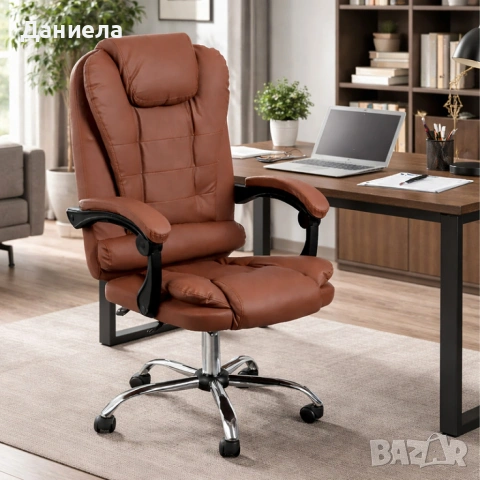 Ергономичен офис стол с лумбална опора от еко кожа – комфорт за дълги часове без болки