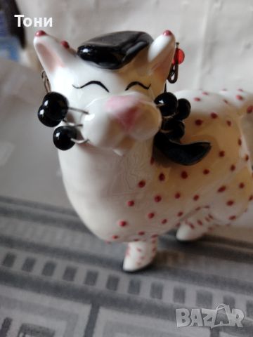 Статуетка на котка Amy Lacombe Whimsiclay Polka Dot Whimsey Cats керамика , снимка 5 - Статуетки - 46675204