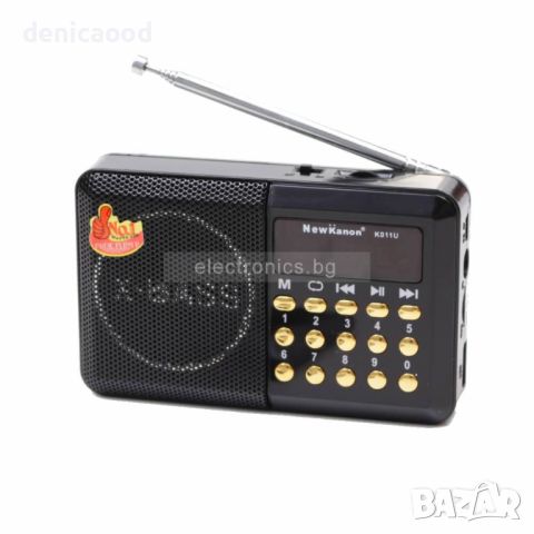 Колонка K011U,FM радио, МP3 плеър, литиево-йонна батерия, слот за USB и micro SD CARD, AUX, черна