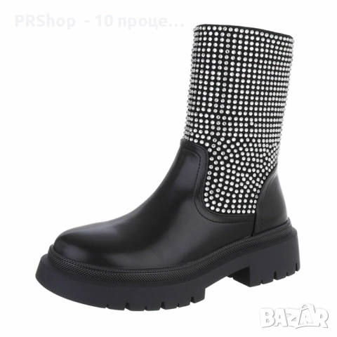 Дамски класически боти до глезена, Бежови или Черни, снимка 2 - Дамски боти - 52024266