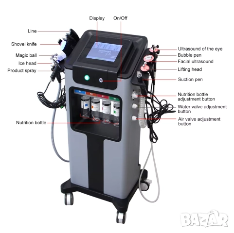 Професионален козметичен апарат за лице Аква Пилинг 10 в 1, снимка 8 - Козметични уреди - 52006226
