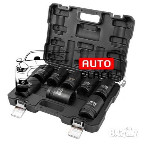 Комплект дълбоки ударни вложки 12-стенни 1″ (22 – 41 мм) 8 части JCB