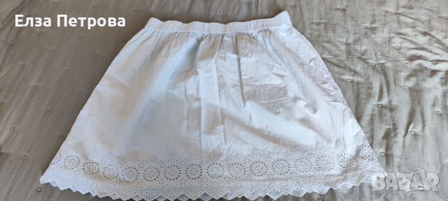 Бяла памучна лятна пола, снимка 2 - Поли - 46414510