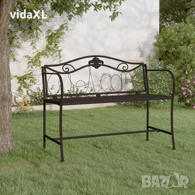 vidaXL 2-местна градинска пейка, 104 см, черна, стомана(SKU:318831, снимка 1 - Градински мебели, декорация  - 45943286