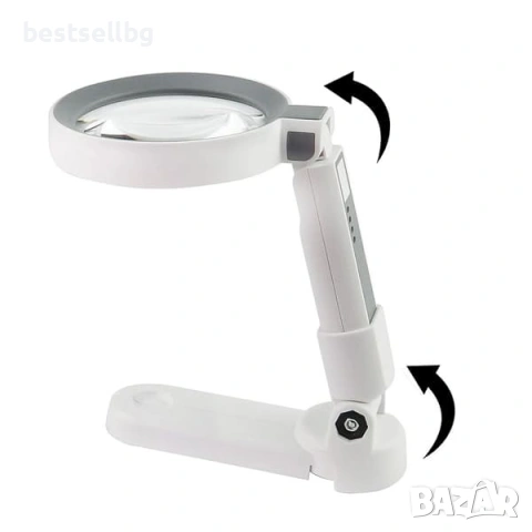 Професионална увеличителна ръчна и настолна лупа с LED осветление 4X акумулаторна USB за четене, снимка 11 - Други инструменти - 53090631