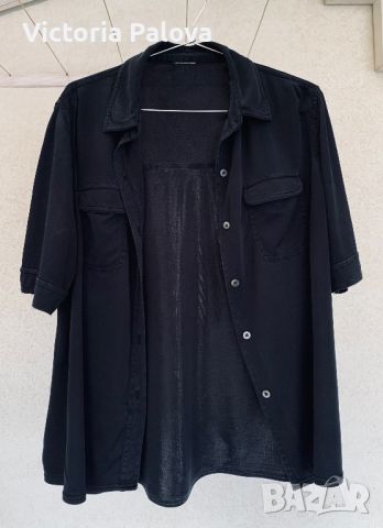 Черна риза копринен трикотаж