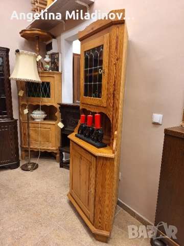 Винтидж ъглова витрина масив , снимка 2 - Секции и витрини - 51607247