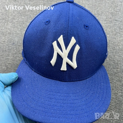 Vintage New Era New York Yankees Fitted Cap 7 1/4 Шапка С Козирка MLB Синя, снимка 9 - Шапки - 54294592